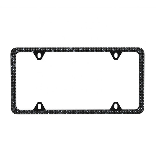 USA size black bling license plate frame